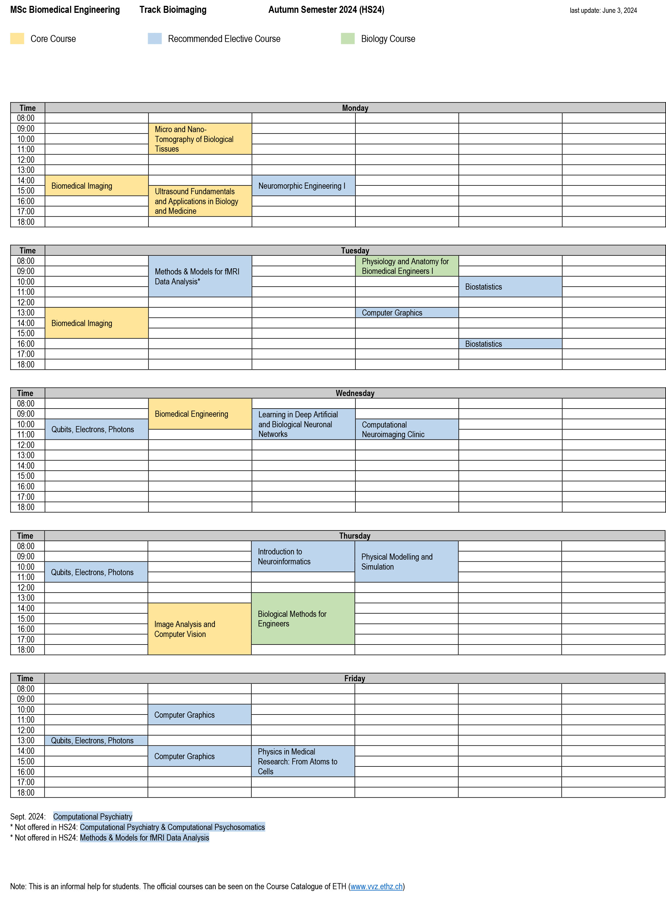 Enlarged view: Schedule Bioimaging, HS24